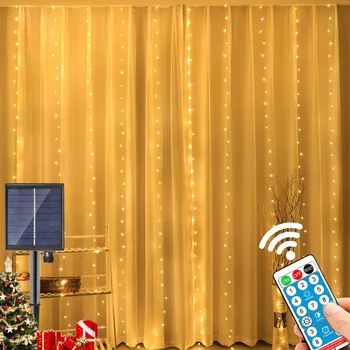 וילון Led אורות חג מולד פיות גרלנד מחרוזת אור Usb שליטה מרחוק חג המולד השנה החדשה מסיבת חתונה קישוט גינה חיצונית